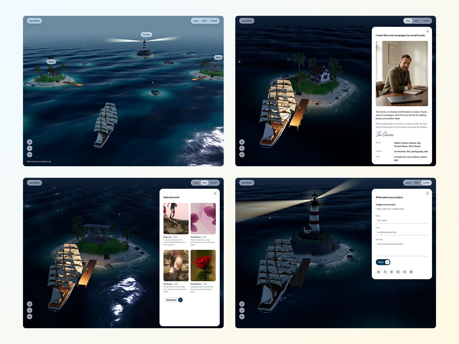 Teo Corran island panels by day and night